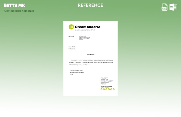 Модерен стил Референтен шаблон за затворање на банка на Андора Кредит Андора